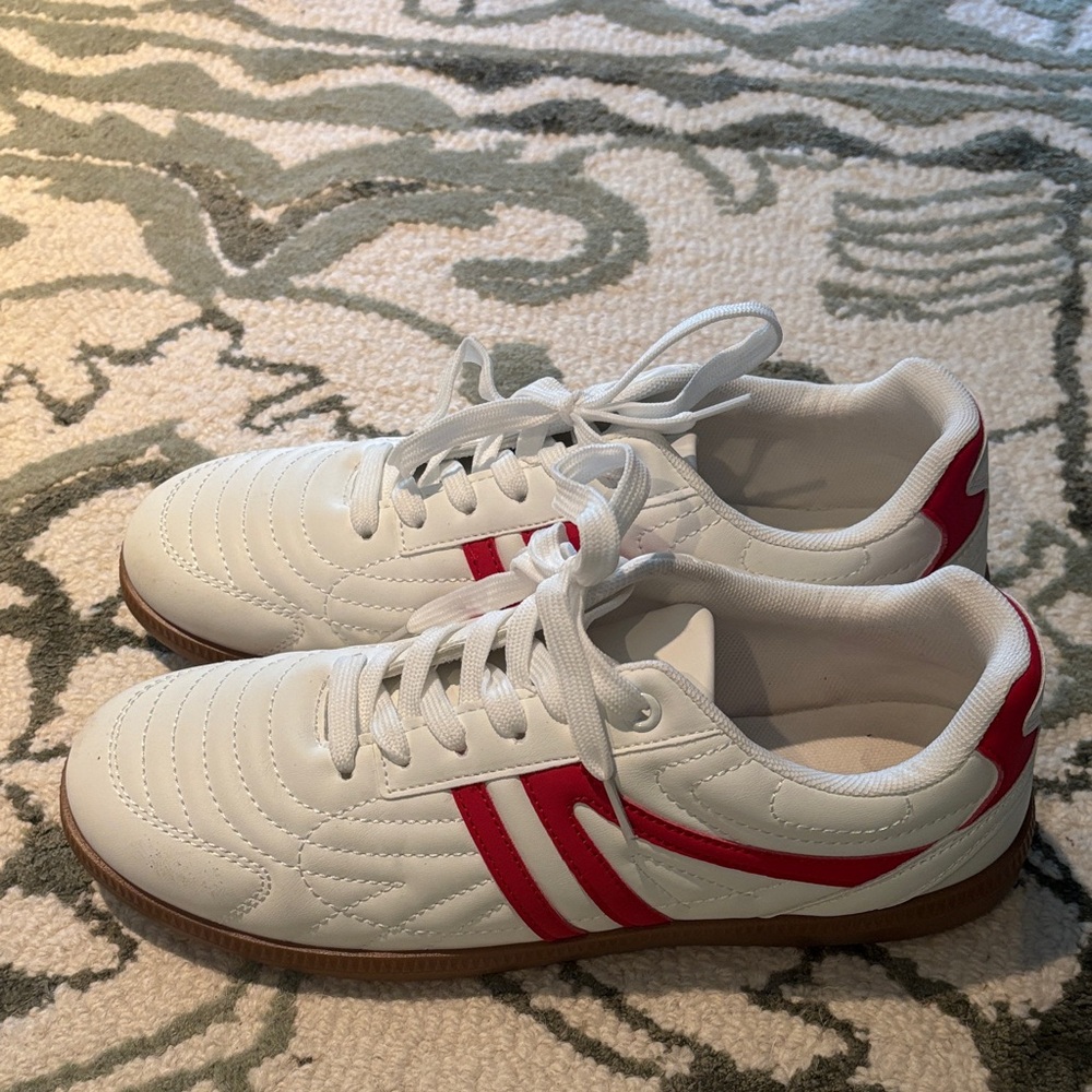 White and Red Womens Sneakers